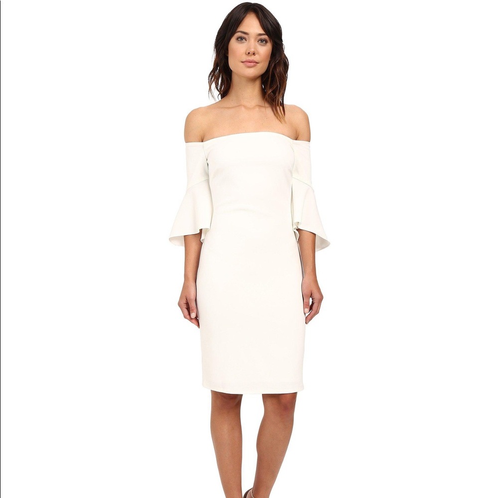 Off the shoulder bell sleeve white dress